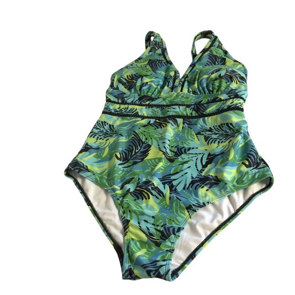 Summer Mae Tropical Leaf One Piece Swimsuit Womens Size 14 Beach Vacation NEW - Picture 8 of 13